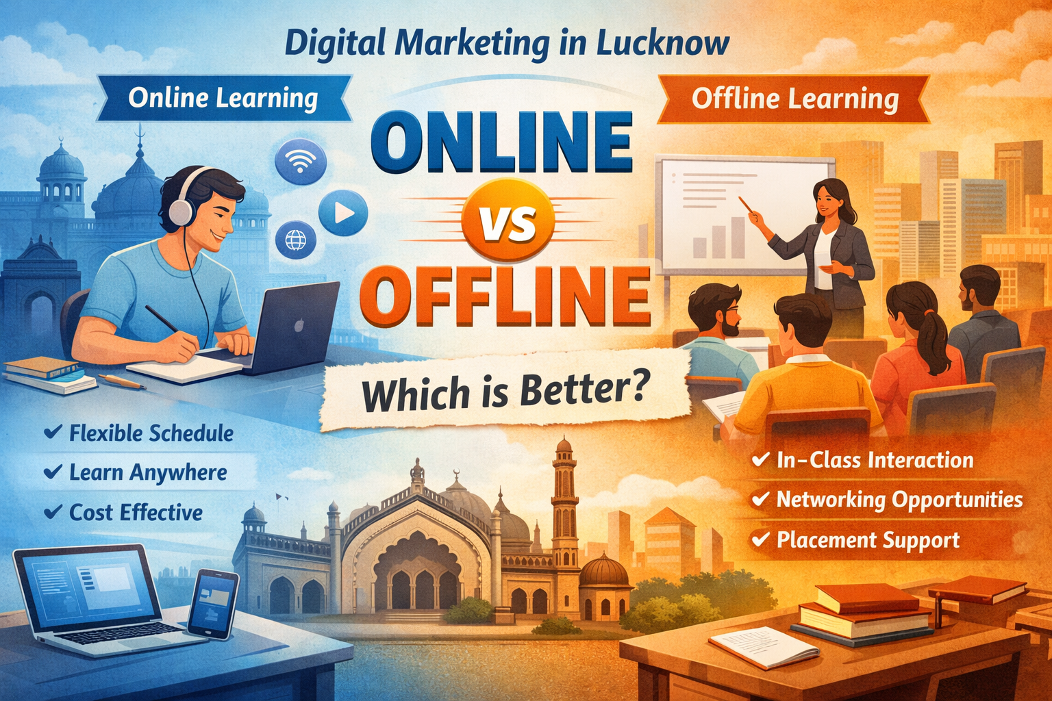 Online vs Offline Digital Marketing Course in Lucknow